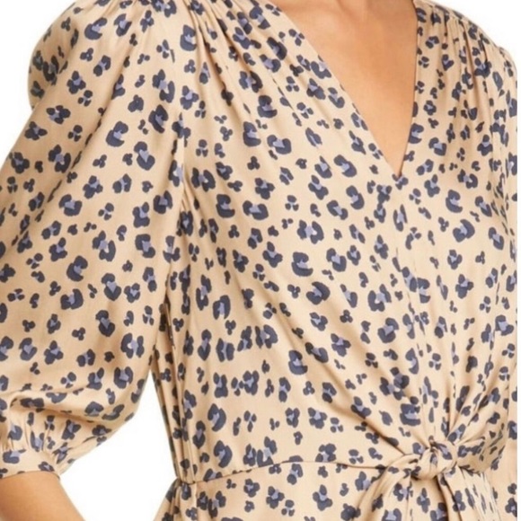 Rebecca Taylor Silk Cheetah Tie Front Dress Size 6 - Picture 3 of 14